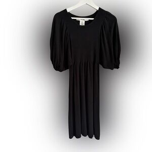 Studio M Puff Sleeve Cotton Knit  Dress | XS | Black